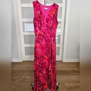092. Studio I Pink Pleated Wrap Maxi Dress